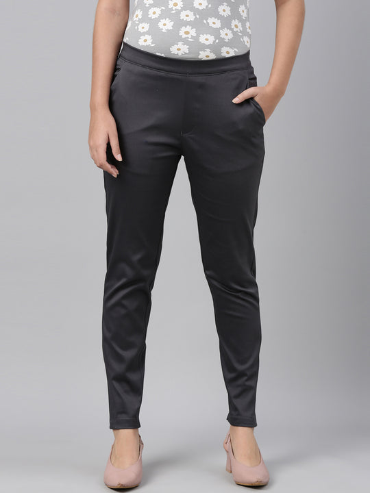 Buy Allen Solly Grey Chequered Trousers for Women Online @ Tata CLiQ